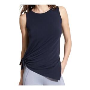 Athleta Tank Top Women Small Black Cloudlight Asymetrical Side Tie Yoga Gym Spin